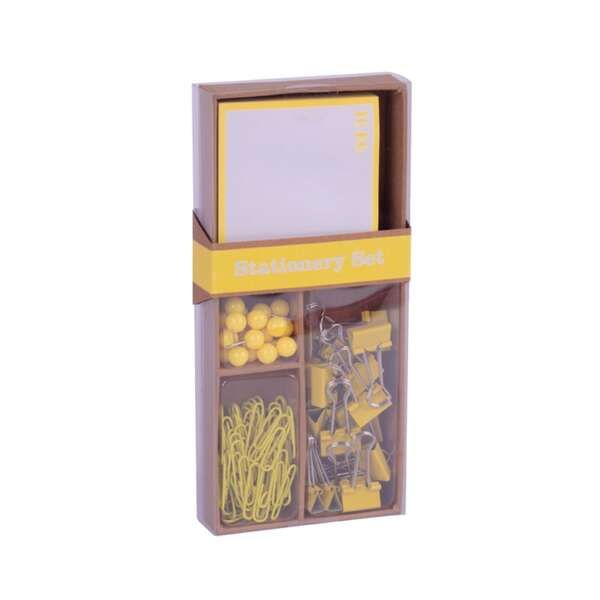 210076_1 Apli Fluor Collection Set de Oficina - 25 Pins, 80 Clips de 28mm, 20 Pinzas Abatibles de 19mm y Notas Adhesivas de 100 Hojas en Amarillo Fluor - Diseño Moderno y Llamativo - Producto Reposicionable para Expositor 17684 - Imagen 1