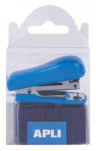 Grapadora Pocket Azul - Tamaño 56mm - Grapas Nº10 - Pack con 1 Grapadora y 2000 Grapas del Mismo Color