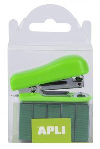 Grapadora Pocket Verde - Tamaño 56mm para Grapas Nº10 - Incluye 2000 Grapas del Mismo Color - Ideal para Escuela y Hogar