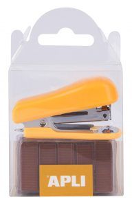 Grapadora Pocket Naranja - Tamaño 56mm - Compacta y Ligera - Capacidad de Grapado Hasta 20 Hojas - Incluye 2000 Grapas del Mismo Color - Sistema de Carga Frontal