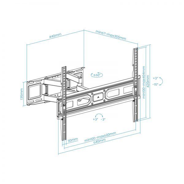 Tooq Soporte Pared Pantallas 37-80" Gira/Incli - Color Negro - Imagen 5