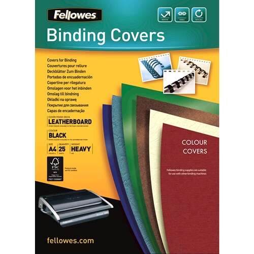 216451_1 Fellowes Pack de 25 Portadas de Carton Simil Piel Delta Cuero A4 - 250 gr - Color Negro - Imagen 1