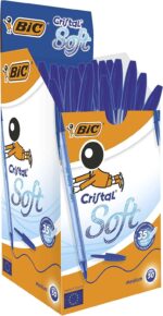 Bic Cristal Soft Boligrafos de Bola - Punta Media de 1.2mm - Trazo 0.45mm - Escritura mas Fluida - Color Azul - Imagen 3