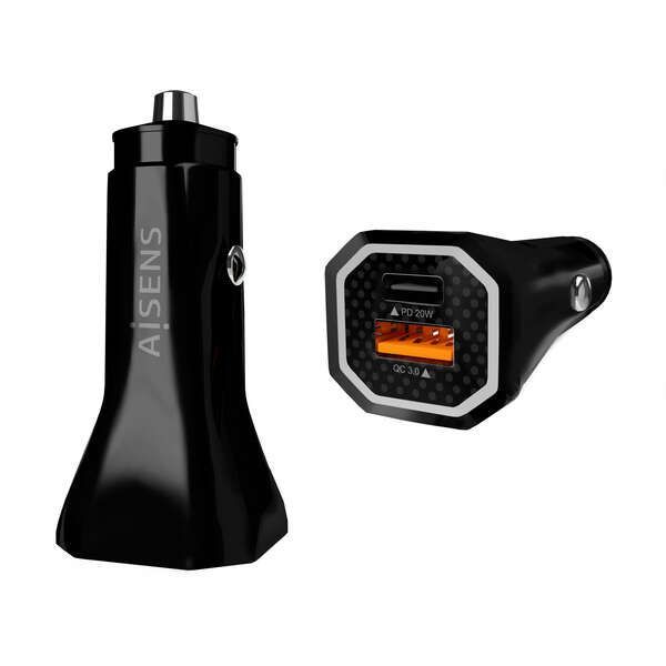 218432_1 Aisens Cargador de Coche 38W,1xUSB-C PD3.0 20W,1xUSB-A QC3.0 18W - Color Negro - Imagen 1