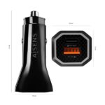 Aisens Cargador de Coche 38W,1xUSB-C PD3.0 20W,1xUSB-A QC3.0 18W - Color Negro - Imagen 3