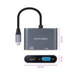 Nanocable Conversor USB-C a HDMI 4Ky VGA - Color Gris - Imagen 2