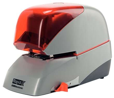 220652_1 Rapid Supreme 5080e Grapadora Electrica de Sobremesa + Cartucho de 5000 Grapas - Grapa hasta 80 Hojas - Profundidad de Grapado Ajustable hasta 50mm - Color Gris/Naranja - Imagen 1