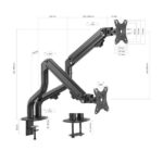 Aisens Soporte de Mesa ECO Contrapeso Giratorio e Inclinable para Monitor/TV 8kg (3 Pivotes - 2 Brazos) de 17-32 - Color Negro - Imagen 3