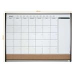 Nobo Planificador Pizarra Magnetica Pequeña con Tablero de Anuncios de Corcho 585x430mm - Semanal y Mensual - Marco Plateado y Negro - Incluye Rotulador - Imagen 3