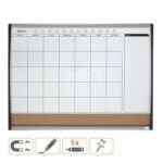 Nobo Planificador Pizarra Magnetica Pequeña con Tablero de Anuncios de Corcho 585x430mm - Semanal y Mensual - Marco Plateado y Negro - Incluye Rotulador - Imagen 4