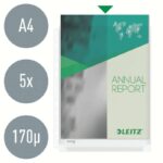 Leitz Pack de 5 Fundas Fuelle Estandar A4 PVC Liso Multitaladro-11 - Capacidad 200 Hojas - Transparente (170 Micras) - Imagen 2