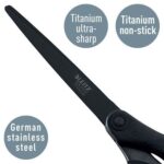Leitz Quality Tijeras de Acero Inoxidable 18cm - Revestimiento de Titanio - Antiadherentes - Agarre Ergonomico - Color Negro - Imagen 2