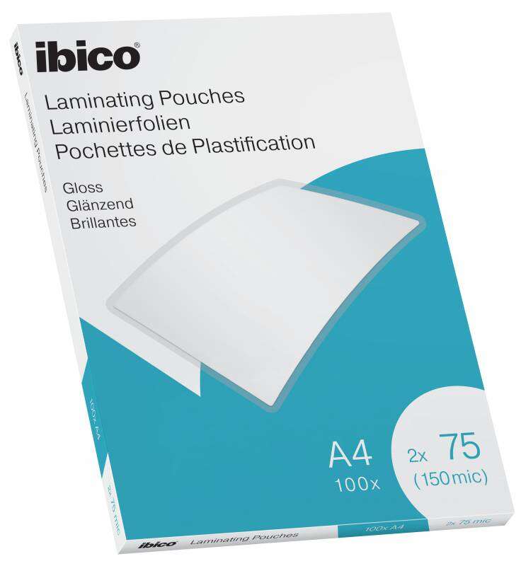 222237_1 Ibico Caja de 100 Laminas de Plastificar Gloss A4 75 Micras - Acabado Cristalino de Alto Brillo - Plastifica Papel, Fotos, Tarjetas de Visita, Recursos Escolares y Mas - Color Transparente - Imagen 1