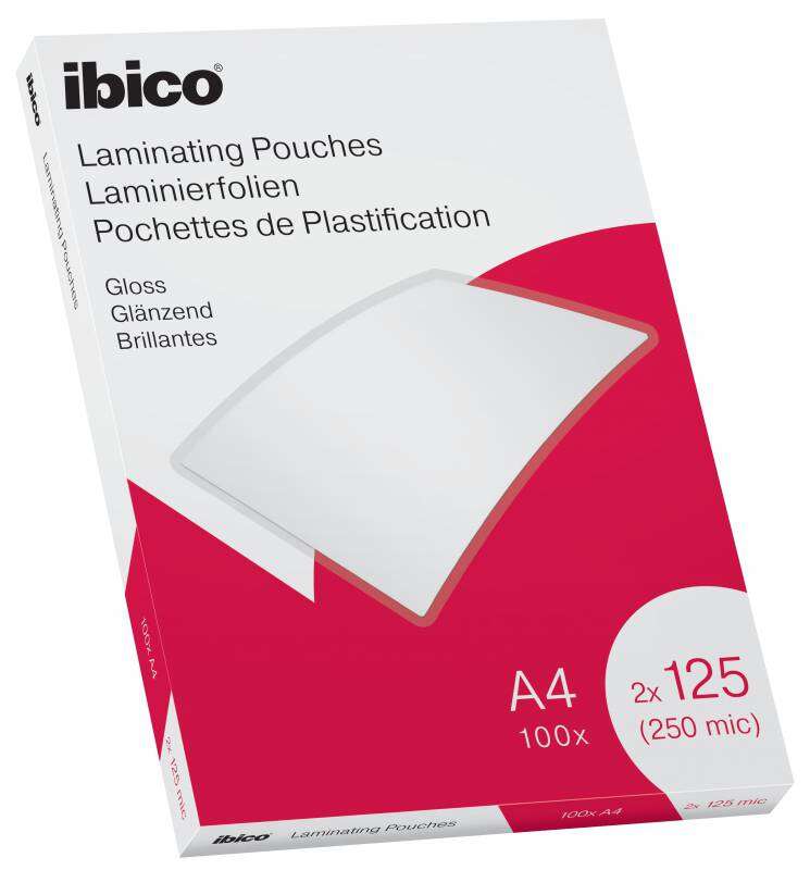222242_1 Ibico Caja de 100 Laminas de Plastificar Gloss A4 125 Micras - Acabado Cristalino de Alto Brillo - Plastifica Papel, Fotos, Tarjetas de Visita, Recursos Escolares y Mas - Color Cristal - Imagen 1