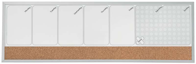 222822_1 Nobo Planificador Semanal de Pizarra Magnetica Pequeña 585x190mm - Tira de Corcho - Almohadillas Adhesivas e Imanes para Montaje - Incluye Rotulador - Imagen 1