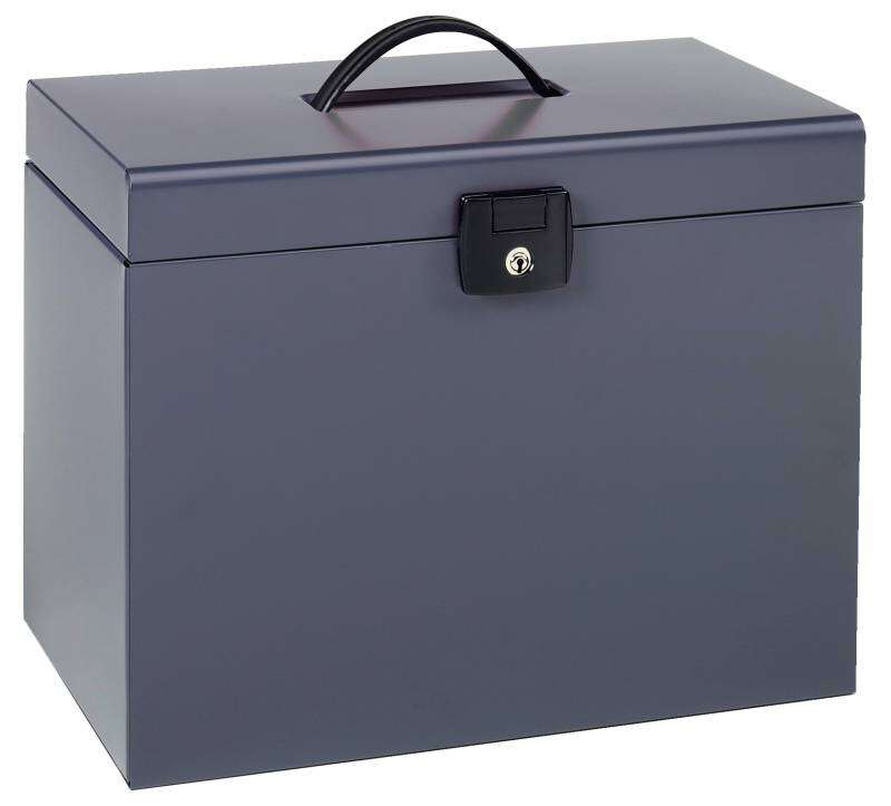 222997_1 Esselte Maletin Home-Box A4 Metalico - 5 Carpetas - Asa y Cerradura con Llave - Color Gris Antracita - Imagen 1