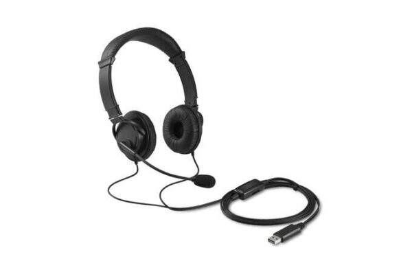 Kensington Auriculares con Microfono USB - Diadema Ajustable - Almohadillas Acolchadas - Controles en Cable - Cable de 1.80m - Color Negro - Imagen 3
