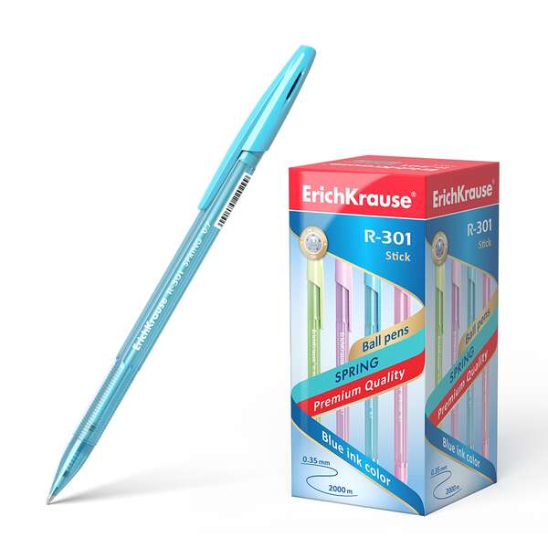 223442_1 Erichkrause R-301 Spring Boligrafo - Punta de 0.7mm - Cuerpo Translucido en Colores Surtidos - Tinta de Secado Rapido - Color Azul - Imagen 1