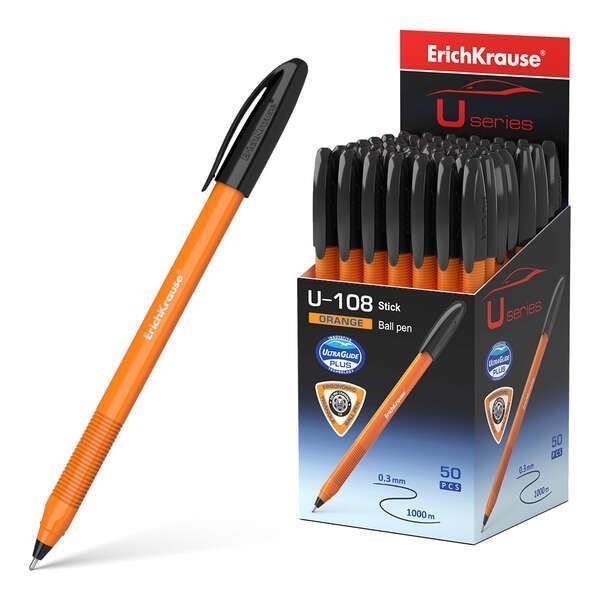 223532_1 Erichkrause U-108 Boligrafo Clasico Orange - Punta de Bola 0.7mm - Trazo de 0.26mm - Tapa Ventilada - Cuerpo Opaco Naranja - Ultra Glide Technology - Color Negro - Imagen 1