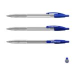 ErichKrause R-301 Matic Boligrafo Retractil Punta de Bola 1.0mm - Tinta de Secado Rapido - Cuerpo Transparente - Color Azul - Imagen 2