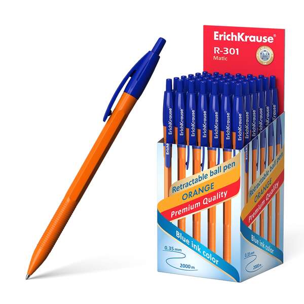 223642_1 Erichkrause R-301 Naranja Matic Boligrafo Retractil Punta 0.7mm - Cuerpo Hexagonal Opaco - Tinta de Secado Rapido - Color Azul - Imagen 1