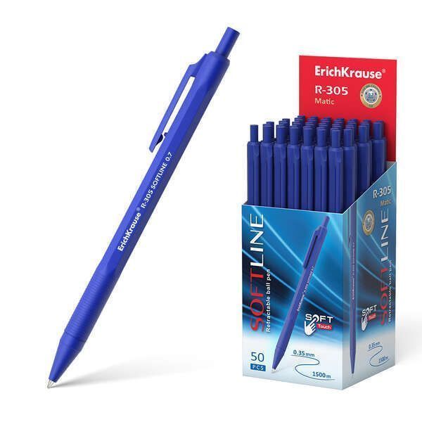 223692_1 Erichkrause Boligrafo Automatico R-305 - Recargable - Punta de Aguja - Cuerpo Hexagonal Opaco - Tinta de Secado Rapido - Color Azul - Imagen 1