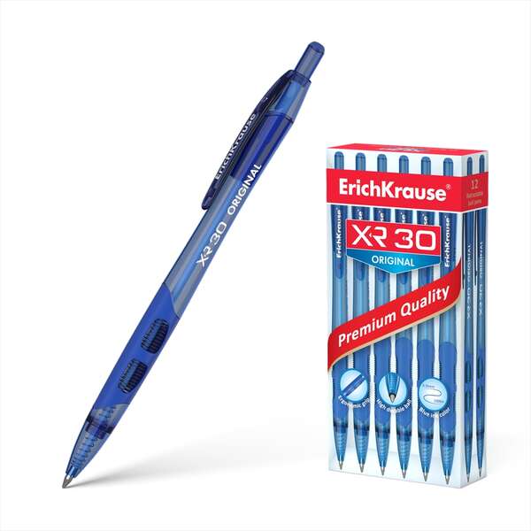 223737_1 Erichkrause Boligrafo Automatico Xr-30 - Cuerpo Translucido Redondo - Zona de Agarre Ergonomica - Punta de 5 Canales - Tinta de Secado Rapido - Color Azul - Imagen 1
