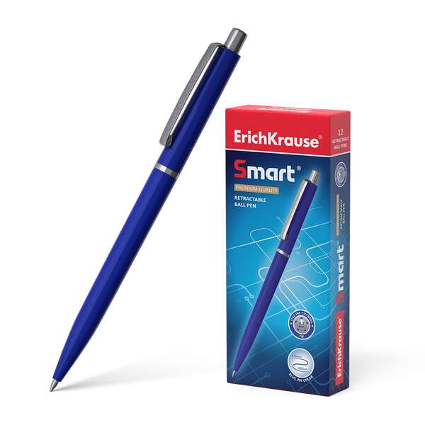 223762_1 Erichkrause Boligrafo Automatico Smart - Recargable con Clip Metalico - Punta de 07mm - Tinta de Secado Rapido - Cuerpo Opaco y Satinado - Color Azul - Imagen 1