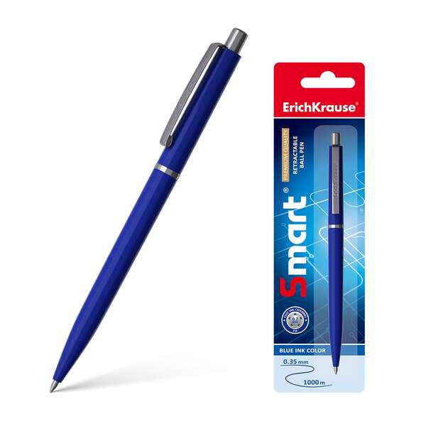 223767_1 Erichkrause Boligrafo Automatico Smart - Recargable con Clip Metalico - Punta de 07mm - Tinta de Secado Rapido - Color Azul - Imagen 1