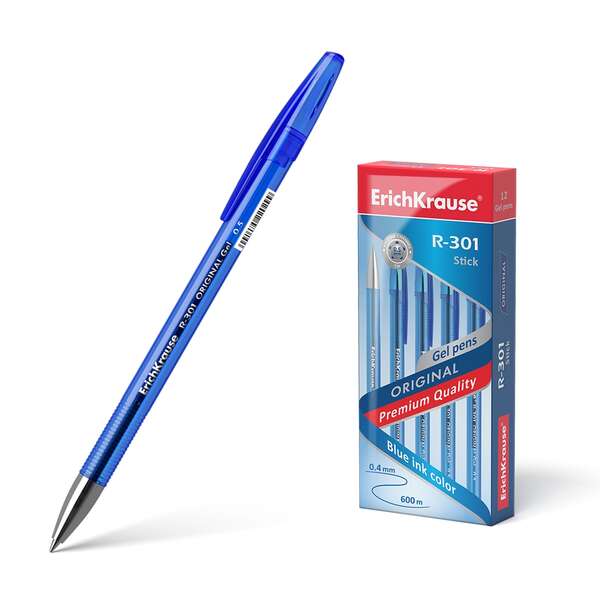 223822_1 Erichkrause R-301 Original Boligrafo de Tinta de Gel - Punta 0.5mm - Trazo 0.4mm - Cuerpo Translucido Tintado - Grip Perfilado Comodo - Secado Rapido - Color Azul - Imagen 1