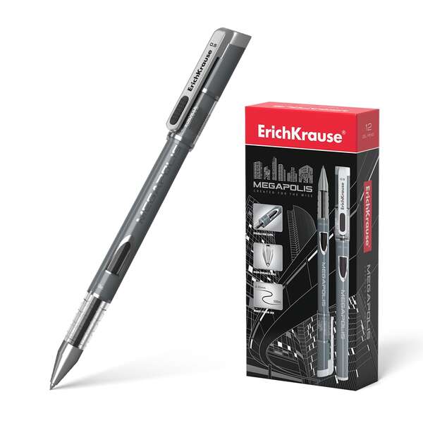223892_1 Erichkrause Megapolis Gel Boligrafo Tinta Gel - Punta de 0.5mm - Cuerpo Redondo Opaco - Ventanilla de Control de Tinta - Color Negro - Imagen 1