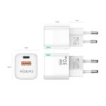 Aisens Cargador GAN 30W - 1xUSB-C PD3.0 QC4.0 - 1xUSB-A QC3.0 -Color Blanco - Imagen 4