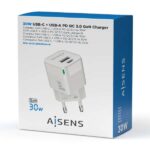 Aisens Cargador GAN 30W - 1xUSB-C PD3.0 QC4.0 - 1xUSB-A QC3.0 -Color Blanco - Imagen 5