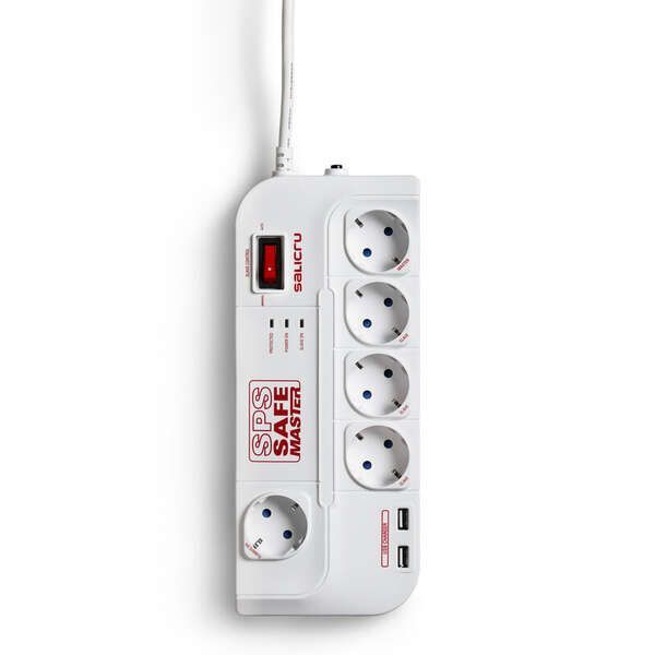 232437_1 Salicru Regleta SPS SAFE Master Protectores Electricos Activos de Ultima Generacion - 5 Tomas Schuko - Color Blanco - Imagen 1
