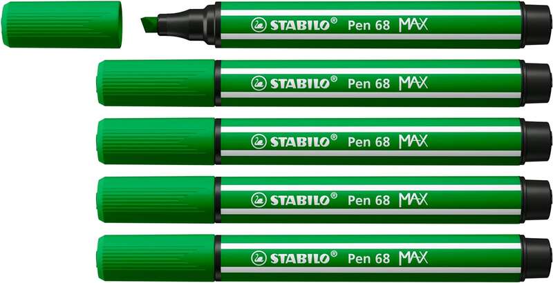 232637_1 Stabilo Pen 68 MAX Rotulador - Punta de Fibra Biselada - Trazo entre 1-5mm aprox. - Tinta a Base de Agua - Color Verde - Imagen 1