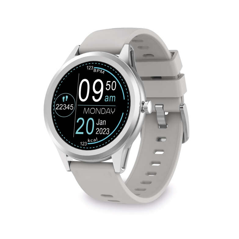 233852_1 Ksix Globe Reloj Smartwatch Pantalla 1.28" - Bluetooth 5.0 BLE - Autonomia hasta 7 dias - Resistencia al Agua IP67 - Color Plata - Imagen 1