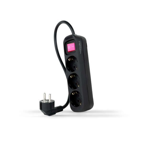 233882_1 Nanocable Regleta 3 Tomas Interruptor 1.4m - Color Negro - Imagen 1