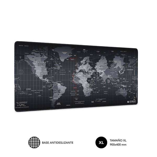 233982_1 Subblim Alfombrilla Extra Grande de 900x400mm - Espacio Amplio para Juegos o Trabajos - Bordes Cosidos Duraderos - Alta Calidad de Impresion - Facil Limpieza - Alta Elasticidad - Base Antideslizante - Color Negro - Imagen 1