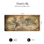 Subblim Alfombrilla de Escritorio Mapa Del Mundo Vintage - Tamaño 900x400x3mm - Espacio para Raton y Teclado - Resistente al Agua - Base Antideslizante - Diseño Elegante - Imagen 2