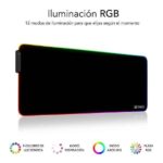 Subblim Alfombrilla LED Rgb Extra Grande 800x300x4mm - Espacio Holgado para Raton y Teclado - 9 Colores y 3 Efectos de Iluminacion - Bordes Cosidos Duraderos - Resistente al Agua - Base Antideslizante de Goma - Color Negro - Imagen 3
