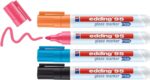 Edding 95 Pack de 4 Rotuladores de Tiza Liquida - Punta Redonda - Trazo 1.5-3mm - Colores Negro, Naranja, Rosa y Azul - Imagen 2