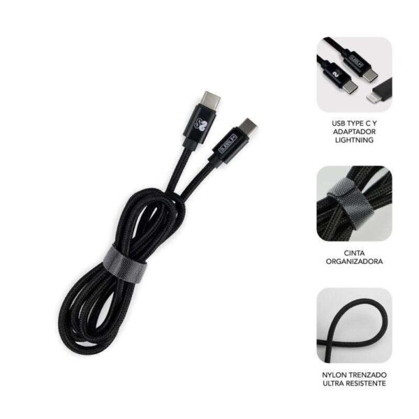 Subblim Cargador doméstico de 2 puertos - 25W - Carga rápida PD 3.0/2.0/Quick Charge 3.0 4.0 2.0 - Cable USB C reversible - Color Negro - Imagen 2