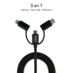Subblim Cargador de coche doble USB - Longitud 1m - Carga rápida hasta 2.400Amp/12W - Exterior de fibra de nailon resistente - Color Negro - Imagen 5