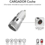 Subblim Cargador Coche Dual PD20W+QC3.0+C to C/Lightning cable - 20W - Carga rápida simultánea - Cable USB C reversible - Color Plata - Imagen 2