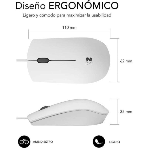 Subblim Ratón óptico Business - Todoterreno - Silent Click - Ergonómico - Libertad con cable - Sencillez y minimalismo - Color Blanco - Imagen 3