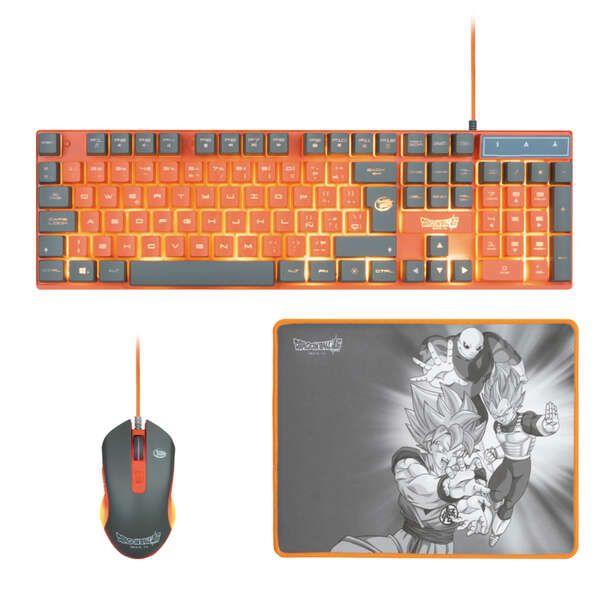 234757_1 FR-TEC Set de Teclado, Raton y Alfombrilla Dragon Ball Super - Teclado de Membrana Iluminado - Colores e Iluminacion Emblematica - Tecnologia Anti-Ghosting - Raton con Control Dpi de Hasta 7200 - Iluminacion LED - Color Varios - Imagen 1