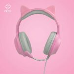 FR-TEC Auriculares Gaming Tanooki - Auriculares Gaming con Luz LED - Sonido Estereo Hd en Altavoces de 50mm - Cancelacion de Ruido - Diadema Ajustable con Orejas Divertidas - Microfono Flexible - Color Rosa - Imagen 3