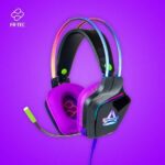 FR-TEC Auriculares Gaming con Luz RGB - Control de Volumen y Mute en Cable - Microfono Flexible - Altavoz de 50mm - Conexion Jack 3.5mm y USB 2.0 - Color Negro - Imagen 2