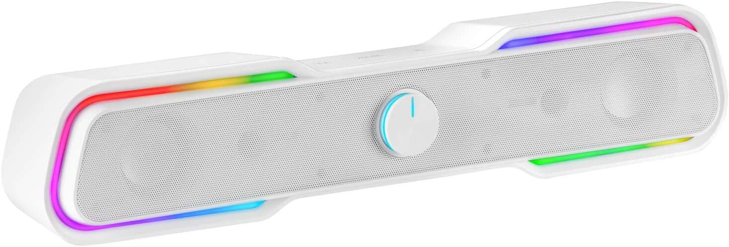 235542_1 Mars Gaming Barra de Sonido Gaming 10W - Procesador de Sonido DSP - Iluminacion RGB - Conexion Jack + Bluetooth 5.0 - Color Blanco - Imagen 1