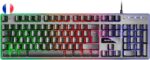 Mars Gaming Teclado Gaming MK220 - Tecnologia H-MECH - Iluminacion FRGB Rainbow - Panel de Aluminio - Base de ABS Reforzado - Diseño Completo - Material Aluminio + ABS - Longitud del Cable 150cm - Frances - Color Negro